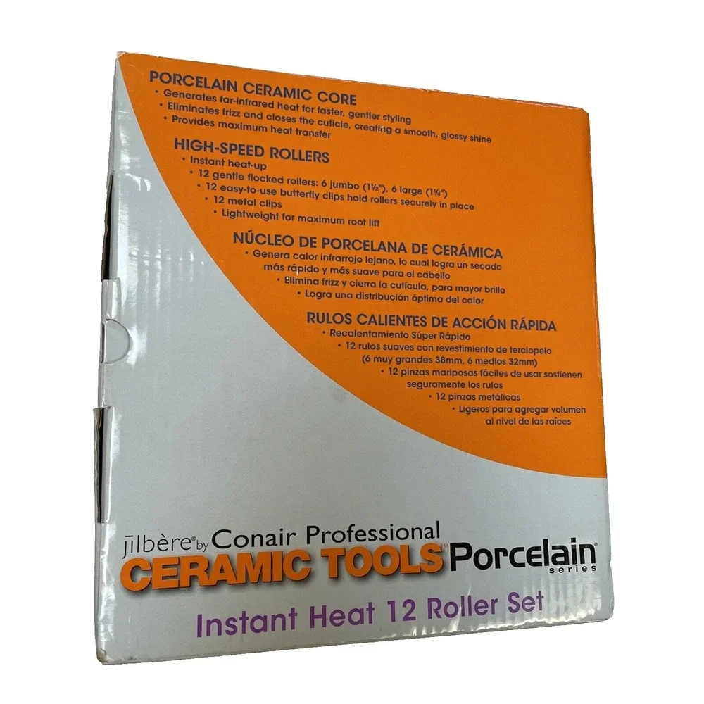 Jilbère by Conair‎ Prof Ceramic Tools Porcelain 12 Hot Roller Set-Open Box